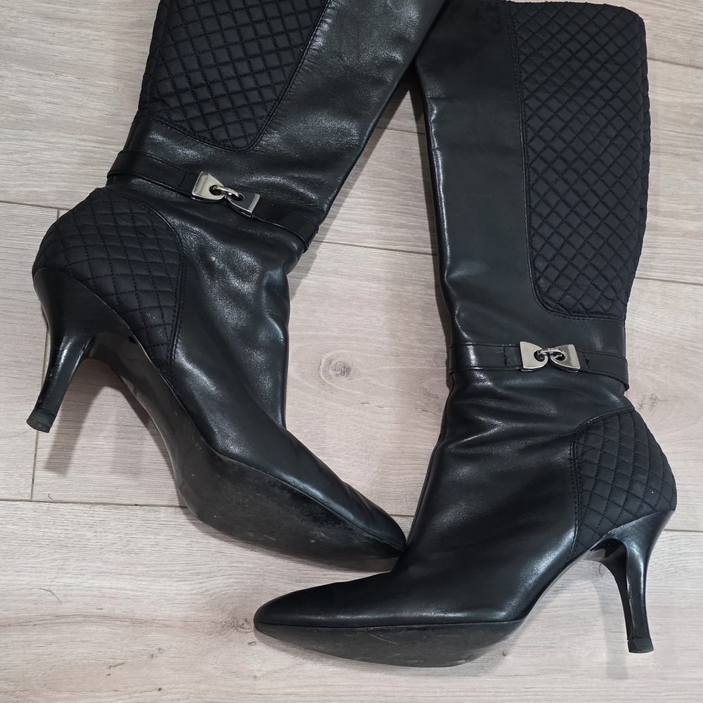 Anne Klein Black Quilted Heeled Boots